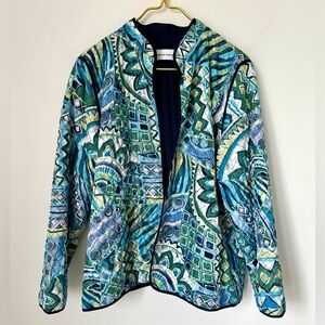 Alfred Dunner Colorful Lightweight Open Front Quilted Statement Jacket Womens 14